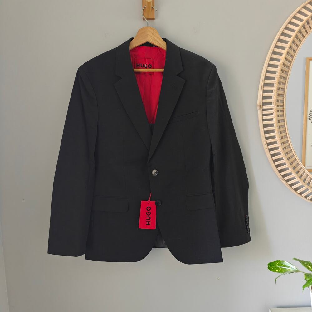 NWT HUGO Hugo Boss Black Dark Grey Modern Fit Blazer 36S